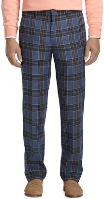 Brooks Brothers Fitzgerald Fit Plain-Front Plaid Deco Dress Trousers
