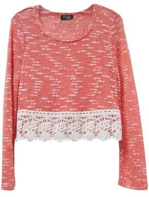 2 HIP Girls 7-16 Textured Top with Knit Lace Hem