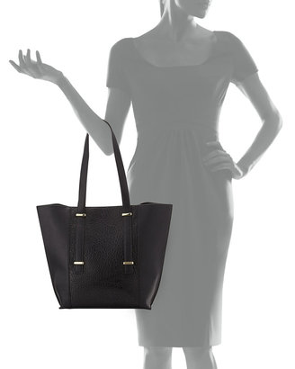 Neiman Marcus Textured Paneled Slim Tote Bag, Black