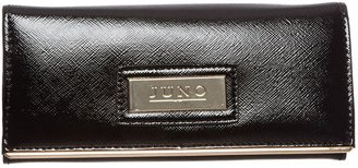 House of Fraser Juno Black patent large flapover purse