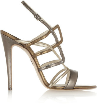 Brian Atwood Gwen metallic leather sandals