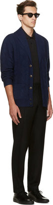Paul Smith Navy Blue Classic Cableknit Cardigan