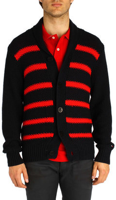 Tommy Hilfiger Monson Navy and Red Cardigan