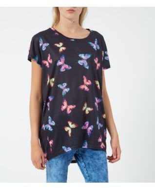 New Look Tall Black Butterfly Print Oversized T-Shirt