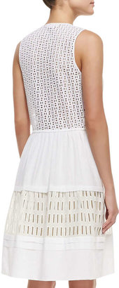Rebecca Taylor Voile & Lace Drawstring Dress