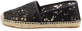 Tory Burch Lucia Lace Espadrille Flat, Tory Navy/Black