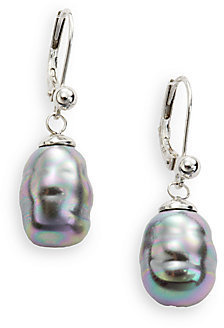 Majorica 10MM Grey Baroque Pearl & Sterling Silver Drop Earrings