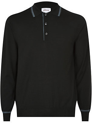 Brioni Knitted Wool Blend Polo Shirt