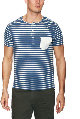 Heather Striped Henley With Pocket