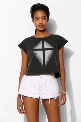 Truly Madly Deeply Illuminated Cross Cropped Cap-Sleeve Tee