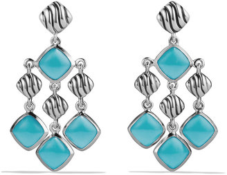 David Yurman Sculpted Cable Chandelier Earrings with Turquoise