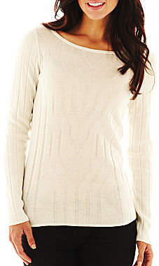 Liz Claiborne Long-Sleeve Ribbed Sweater