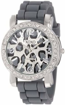XOXO Women's XO8055 Rhinestones Accent Grey Silicone Strap Watch