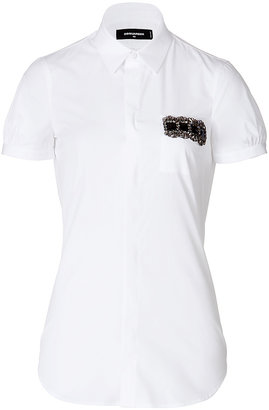 DSQUARED2 Cotton Shirt with Jeweled Pocket Gr. 34