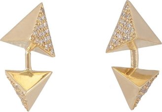 Ileana Makri Diamond & Gold Double Pyramid Studs-Colorless