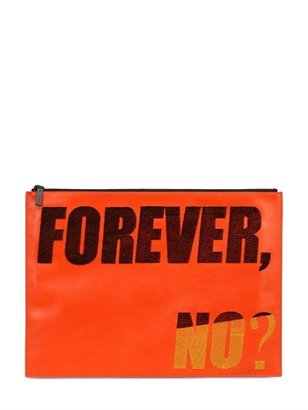 Kenzo Forever, No? Embroidered Leather Clutch