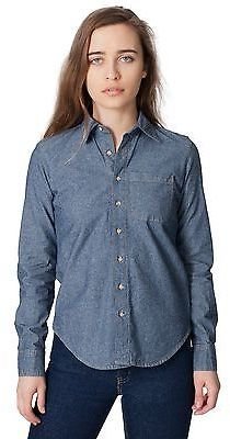 American Apparel Unisex Heavy Chambray Long Sleeve Button-Up with Pocket