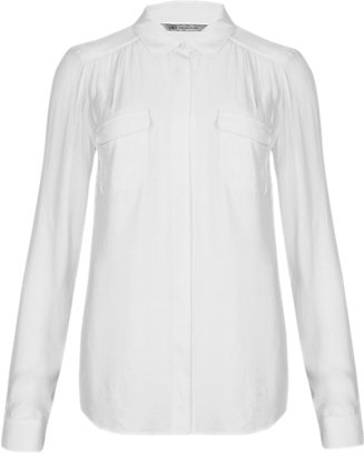Marks and Spencer M&s Collection Concealed Button Through Twin Pockets Shirt
