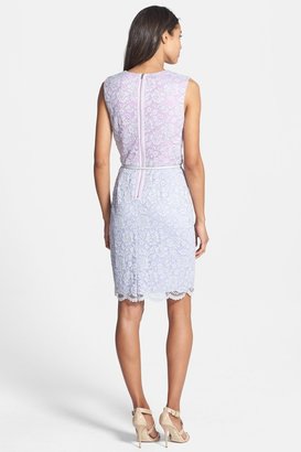 Maggy London Belted Lace Sheath Dress