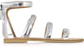 Marc by Marc Jacobs Seditionary Laminated Silver Leather Flat Sandal