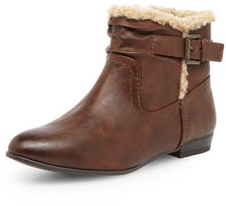 Dorothy Perkins Choc faux fur lined ankle boot