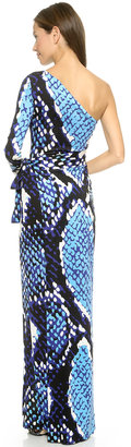Diane von Furstenberg One Shoulder Maxi Wrap Dress
