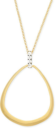 T Tahari Gold-Tone Crystal Open Teardrop Pendant Necklace