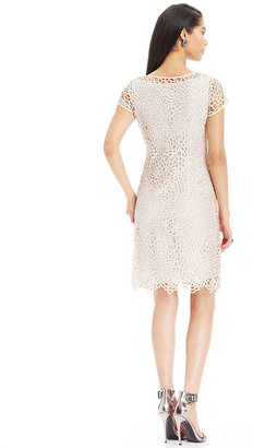 Marina Short-Sleeve Laser-Cut Dress