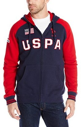 U.S. Polo Assn. Men's Varsity Style Raglan Fleece Hooded Sweat Jacket