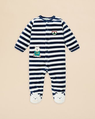 Little Me Infant Boys' Stripe Bear Velour Footie - Sizes 3-9 Months