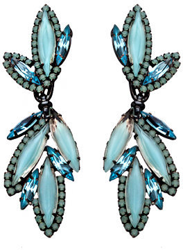 Elizabeth Cole Light Blue Navette Cluster Dangle Earrings