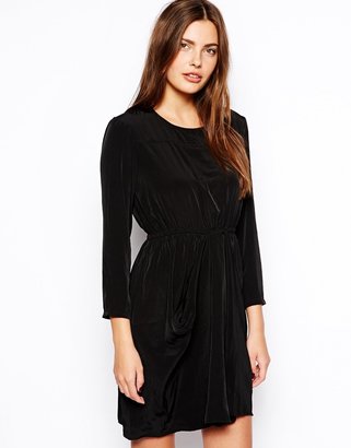 By Zoé Long Sleeved Dress with Draped Skirt - Black