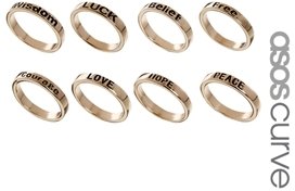 ASOS CURVE Word Ring Pack