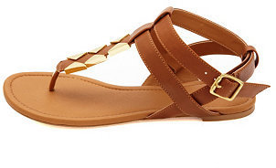 Charlotte Russe Qupid Gold-Plated T-Strap Thong Sandals
