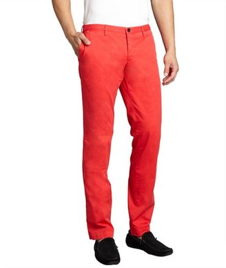 HUGO BOSS red cotton blend flat front straight leg pants