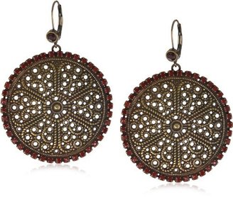 Liz Palacios Piedras" Red Swarovski Crystallized Circle Earrings