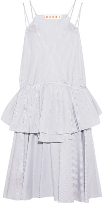 Marni Striped cotton peplum dress