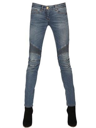 Balmain Biker Stretch Cotton Denim Jeans
