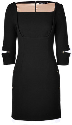 Marios Schwab Wool Crepe Short Dress with Straight Neckline in Black