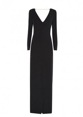 Adam Lippes Black plunging silk gown