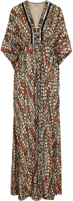 Issa Embellished printed silk-chiffon maxi dress