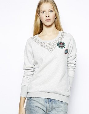 Puma Animal Print Sweatshirt With Logo - Gray heather