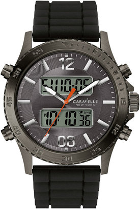 JCPenney CARAVELLE, NEW YORK Caravelle New York Mens Black Silicone Strap Analog/Digital Sport Watch 45B132