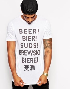 ASOS T-Shirt With Beer Language Print - white