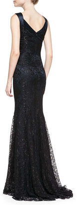 Theia Beaded Lace Mermaid Gown