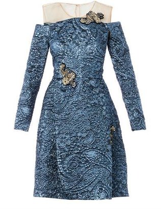 Erdem Leola embellished Lurex-jacquard dress