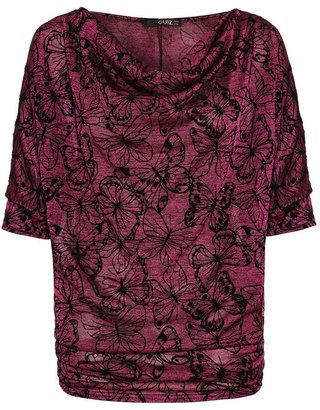 Quiz Butterfly Print Cowl Neck Top
