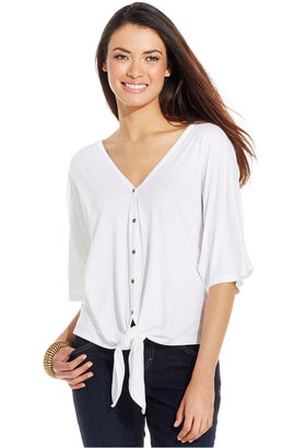 Style&Co. Tie-Front Button-Down Top