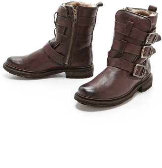 Frye Valerie Shearling Strappy Boots