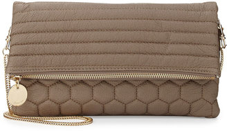 Deux Lux Quilted Honeycomb Fold-Over Clutch Bag, Mink
